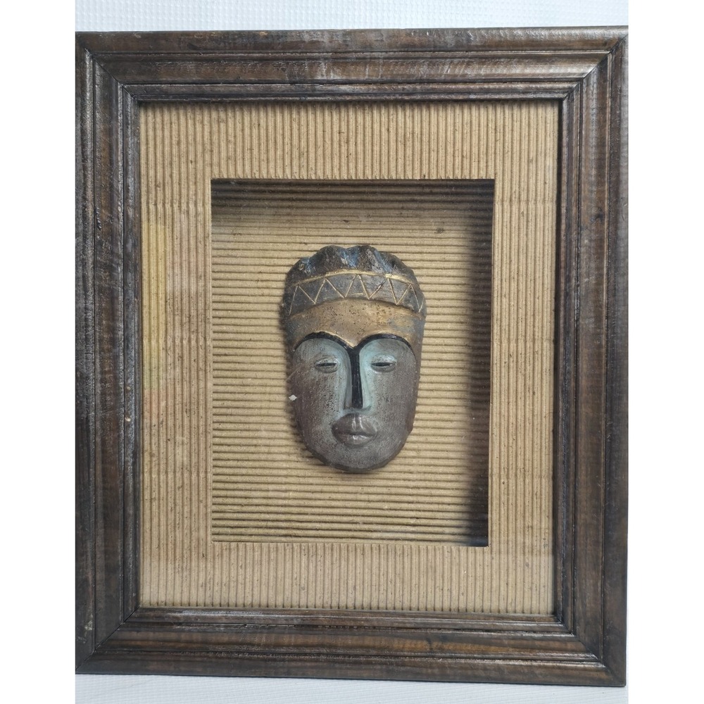 VTG Framed African-Style Tribal Mask Wall Art – Decorative Wall Hanging 11.5" - Picture 3 of 10